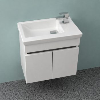   PINO ART MINI 45 2V KÉTAJTÓS ALSÓBÚTOR MOSDÓVAL MAGASFÉNYŰ FEHÉR JOBBOS