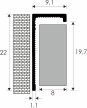 PROFILPLAST 451182502 ELOXÁLT SZÖGLETES MATT EZÜST ÉLVÉDŐ 8 mm 2,5 M