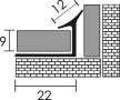 PROFILPLAST 451972502 BEÉPÍTHETŐ BELSŐ SAROKÉLVÉDŐ LÁBAS MATT EZÜST ÉLVÉDŐ 9 mm 2,5 M