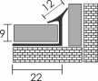 PROFILPLAST 451972502 BEÉPÍTHETŐ BELSŐ SAROKÉLVÉDŐ LÁBAS MATT EZÜST ÉLVÉDŐ 9 mm 2,5 M