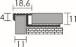 PROFILPLAST 452052502 ELOXÁLT MATT EZÜST SZÖGLETES LÉPCSŐ ÉLVÉDŐ 11 mm 2,5M