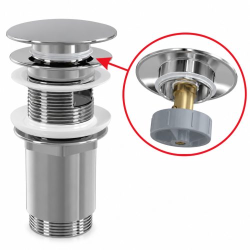 ALCAPLAST A392C CLICK-CLACK MOSDÓLEFOLYÓ 5/4" TÚLFOLYÓVAL NAGY DUGÓ