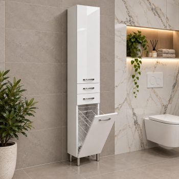   AKCIÓ AQUAWOOD LUX LÁBON ÁLLÓ SZEKRÉNY 2 FIÓKKAL SZENNYESTARTÓVAL (KORPA LUX) 35x195x32 (1006)