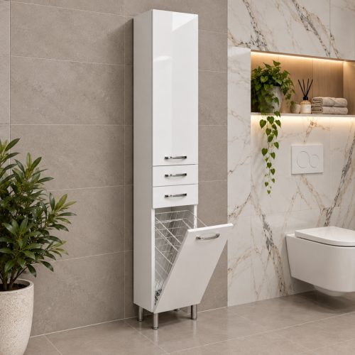 AKCIÓ AQUAWOOD LUX LÁBON ÁLLÓ SZEKRÉNY 2 FIÓKKAL SZENNYESTARTÓVAL (KORPA LUX) 35x195x32 (1006)