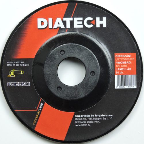 DIATECH LAMELLÁS GYÉMÁNT CSISZOLÓ TÁNYÉR 115/60/120