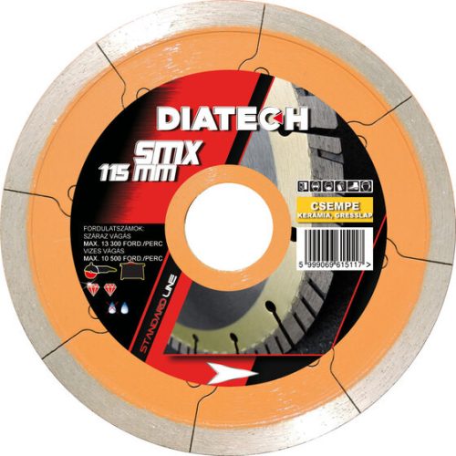 DIATECH SMX 115x22,2x7,5 mm GYÉMÁNTVÁGÓ KORONG KERÁMIA/MÁRVÁNY