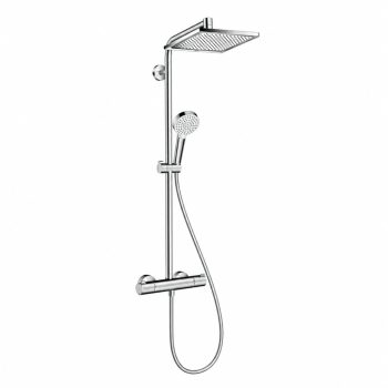   HANSGROHE CROMETTA E 240 SZÖGLETES ZUHANYRENDSZER TERMOSZTÁTOS CSAPTELEPPEL, KRÓM 27271000