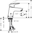 HANSGROHE LOGIS 70 EGYKAROS MOSDÓCSAPTELEP PUSH-OPEN LEFOLYÓVAL, KRÓM 71077000