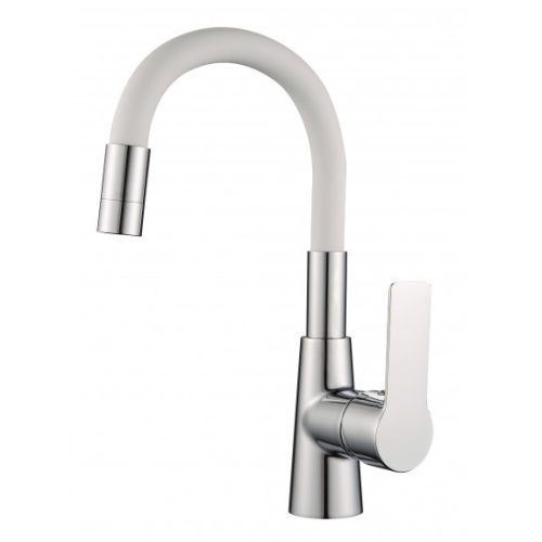 Inter Ceramic ICF 124211 7113MW ALISADO WHITE mosdócsaptelep króm testtel, fehér szilikon kifolyóval