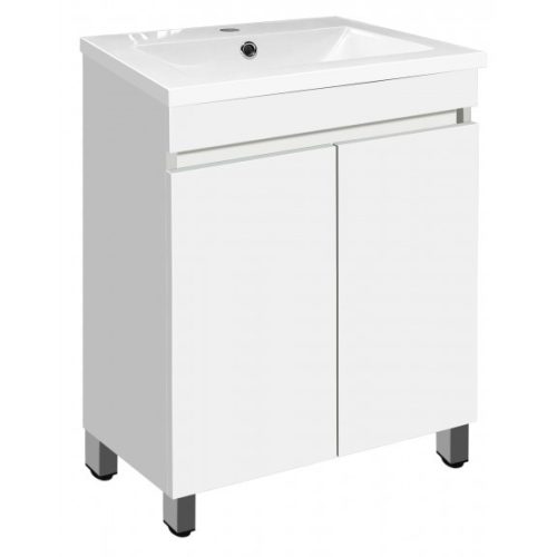 Inter Ceramic ICP 5081 fényes fehér álló alsóbútor, 5114 műmárvány mosdóval 50×39×81 cm