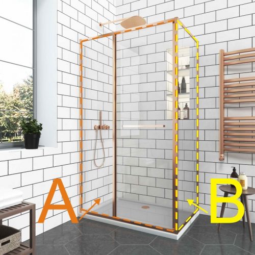 Inter Ceramic GRAZIANA BRUSH ROSE GOLD 90 cm zuhanyajtó átlátszó, szálcsiszolt rózsaarany "A"