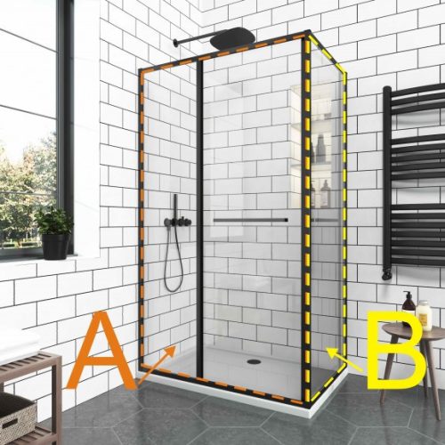 Inter Ceramic GRAZIANA MATT BLACK 90 cm zuhanyajtó átlátszó, matt fekete "A"