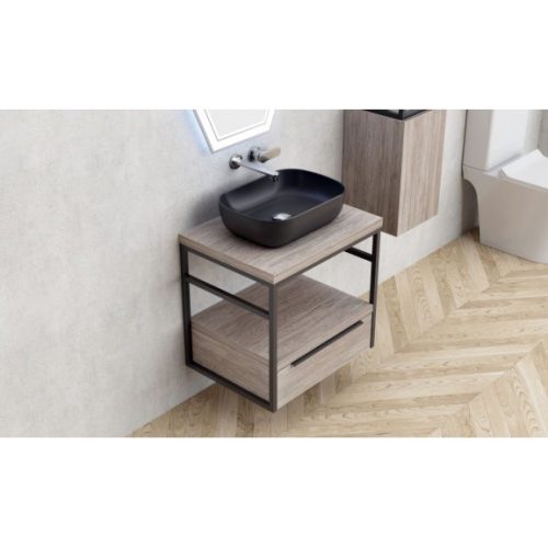 Inter Ceramic ICP 6056-020 KALITEA PS020 fa színű fali alsóbútor, fekete vázzal 60x46x56,6 cm