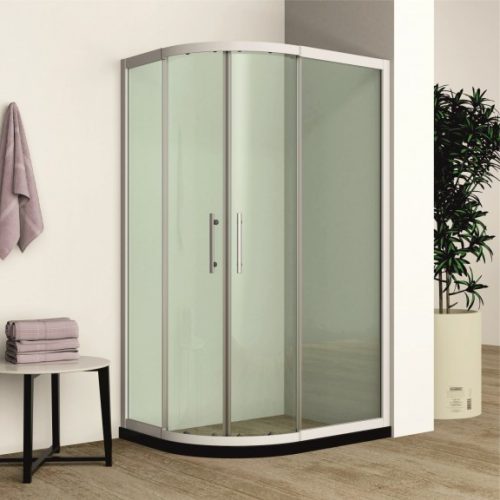 Inter Ceramic ICS 787 WHITE 85-95x110-120 cm állítható íves aszimmetrikus zuhanykabin átlátszó, fehér