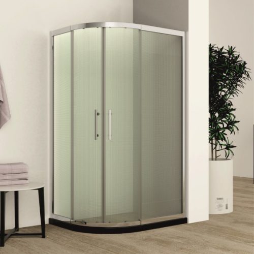 Inter Ceramic ICS 787FC ROUND 85-95x110-120 cm állítható íves aszimmetrikus zuhanykabin fabric, króm