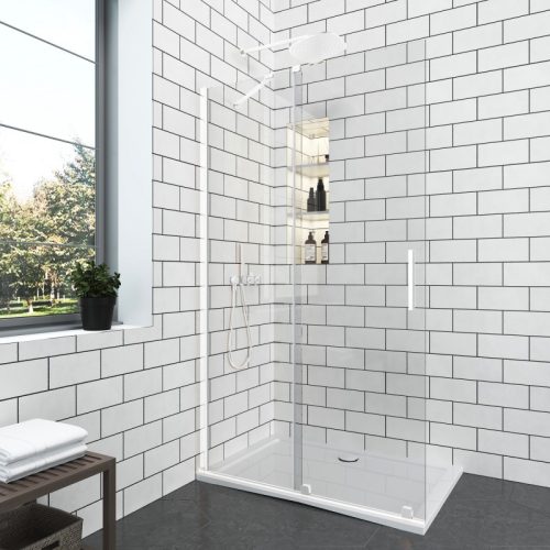 Inter Ceramic ELGIO WHITE 90 cm tolós WALK-IN zuhanyfal átlátszó, matt fehér "A"