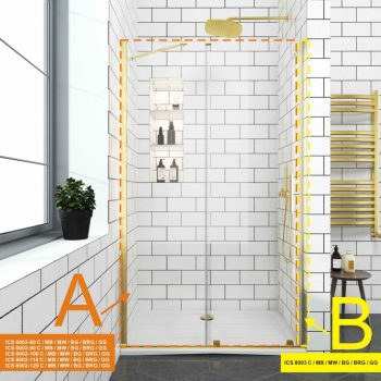   Inter Ceramic ELGIO BRUSH GOLD zuhanyajtóhoz fali profil mágnessel, szálcsiszolt arany (ICS 8003BG) "B"