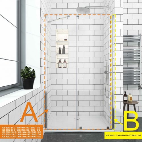 Inter Ceramic ELGIO CHROME zuhanyajtóhoz fali profil mágnessel, króm (ICS 8003C) "B"