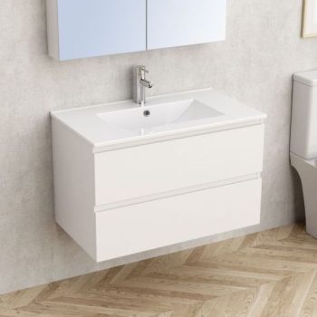   Inter Ceramic ICP 8045-50 fényes fehér fali alsóbútor, 8066 kerámia mosdóval 81x46,5x50 cm