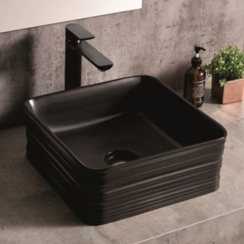   Inter Ceramic ICB 878B pultra ültethető porcelán mosdókagyló BLACK 39x15x39 cm