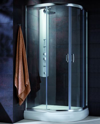 Radaway Premium Plus E 1900 íves aszimmetrikus tolóajtós zuhanykabin 80 x 90 / 80 x 100 / 90 x 120 cm, 190 cm magas