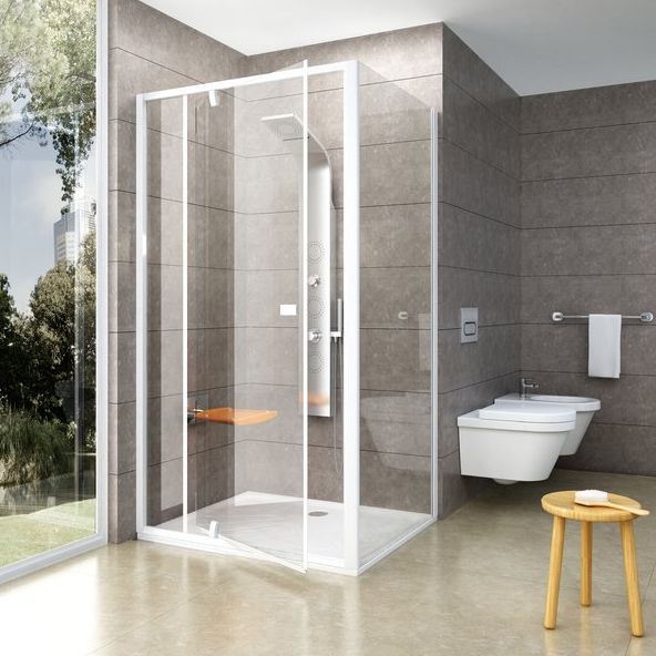 Ravak Pivot PDOP2 + PPS Szögletes nyílóajtós zuhanykabin, Fehér kerettel, 190 cm magas