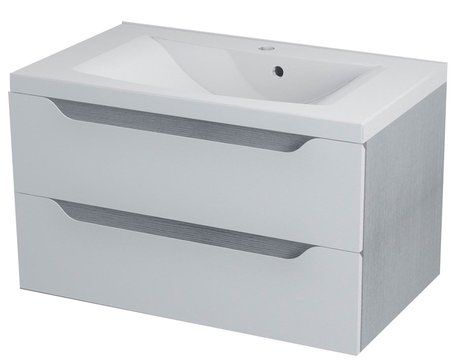 Sapho Wave II mosdótartó szekrény 80 x 45 x 48 cm, fehér / ezüst tölgy (WA082)