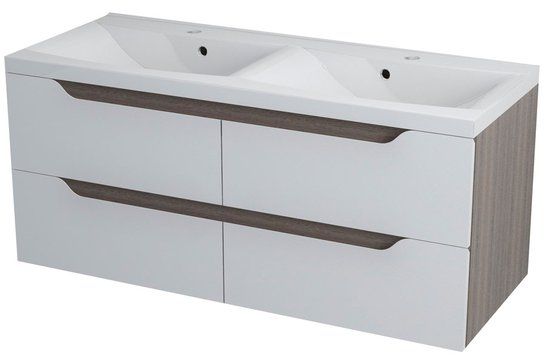 Sapho Wave II mosdótartó szekrény 120 x 50 x 48 cm, fehér / mali wenge (WA120)