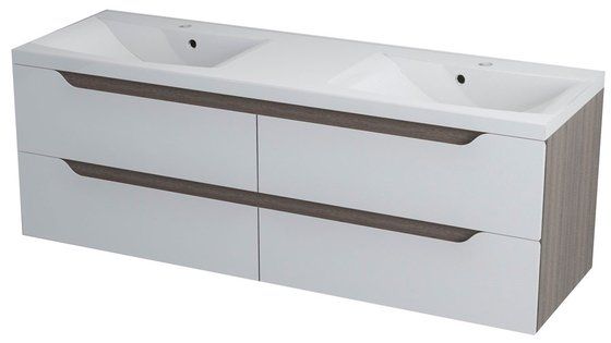 Sapho Wave II mosdótartó szekrény 150 x 50 x 48 cm, fehér / mali wenge (WA150)
