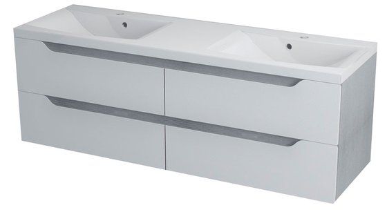 Sapho Wave II mosdótartó szekrény 150 x 50 x 48 cm, fehér / ezüst tölgy (WA152)