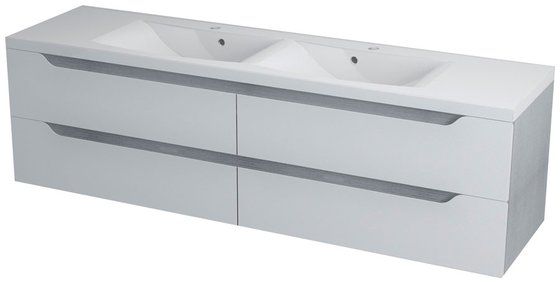 Sapho Wave II mosdótartó szekrény 180 x 50 x 48 cm, fehér / ezüst tölgy (WA182)