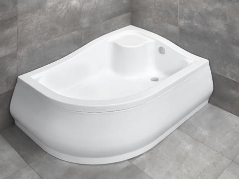 Radaway Korfu E 100x80 / 120x90 cm íves aszimmetrikus zuhanytálca szifonnal, lábbal, előlappal
