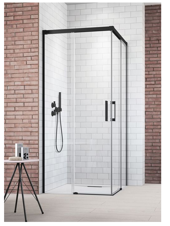 Radaway Idea Black KDD szögletes tolóajtós zuhanykabin 80 / 90 / 100 / 110 / 120 cm; 200,5 cm magas 