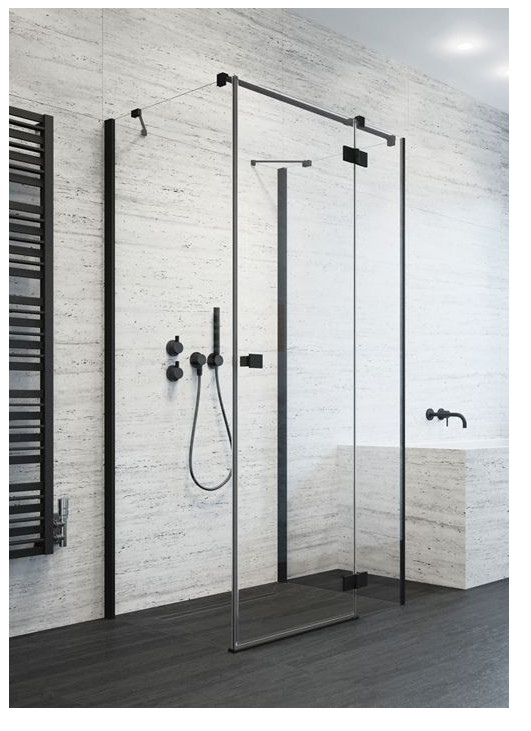 Radaway Essenza New Black KDJ+S szögletes nyílóajtós zuhanykabin; ajtó 80 / 90 / 100 / 110 / 120 + oldalfal 70, 75, 80 , 90 , 100; 200 cm magas