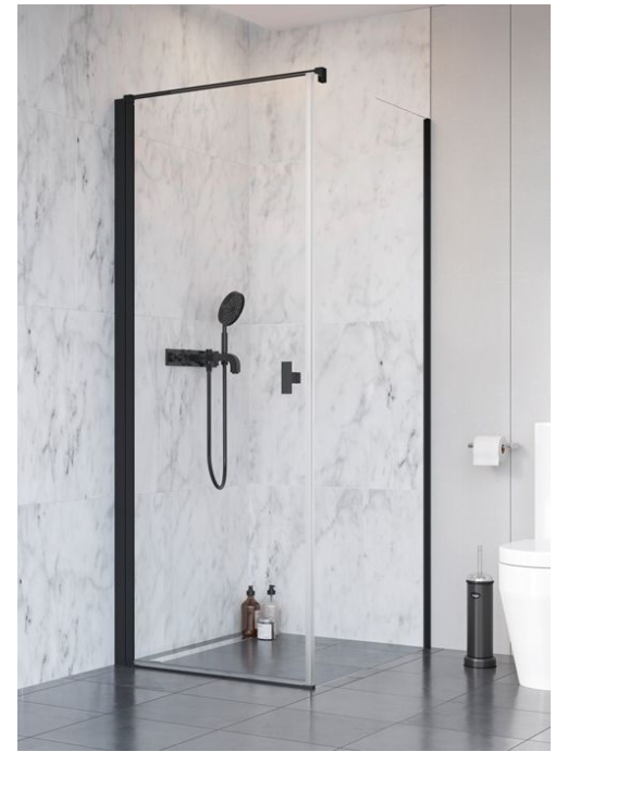 Radaway Nes Black KDJ I szögletes nyílóajtós zuhanykabin; ajtó 80 / 90 / 100 cm + oldalfal 70 / 75 / 80 / 90 / 100 cm, 200 cm magas