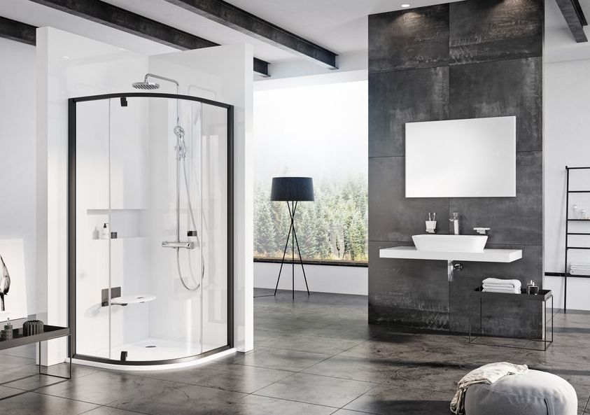 Ravak Pivot PSKK3 zuhanykabin 80 x 80; 90 x 90; 100 x 100 cm, Fekete kerettel, 190 cm magas