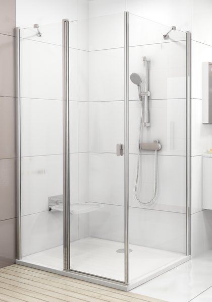 Ravak Chrome CRV2 + CPS Szögletes nyílóajtós zuhanykabin, Króm kerettel, 195 cm magas