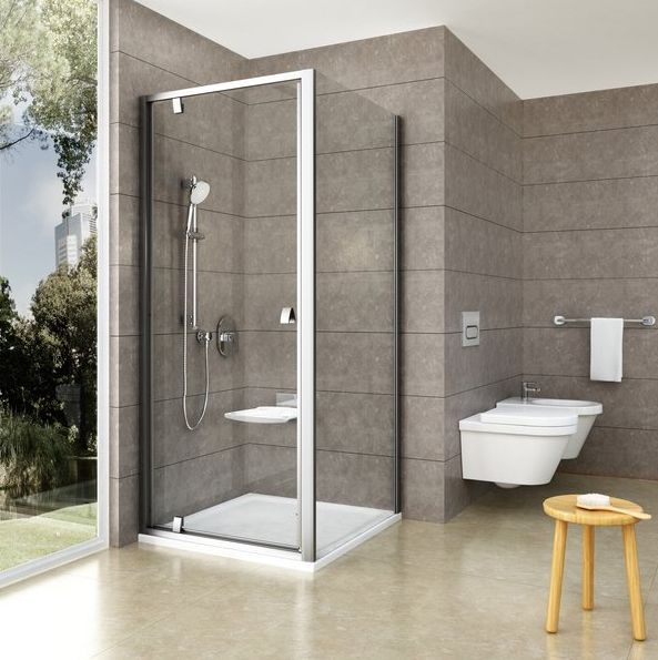 Ravak Pivot PDOP1 + PPS Szögletes nyílóajtós zuhanykabin, Szatén kerettel, 190 cm magas